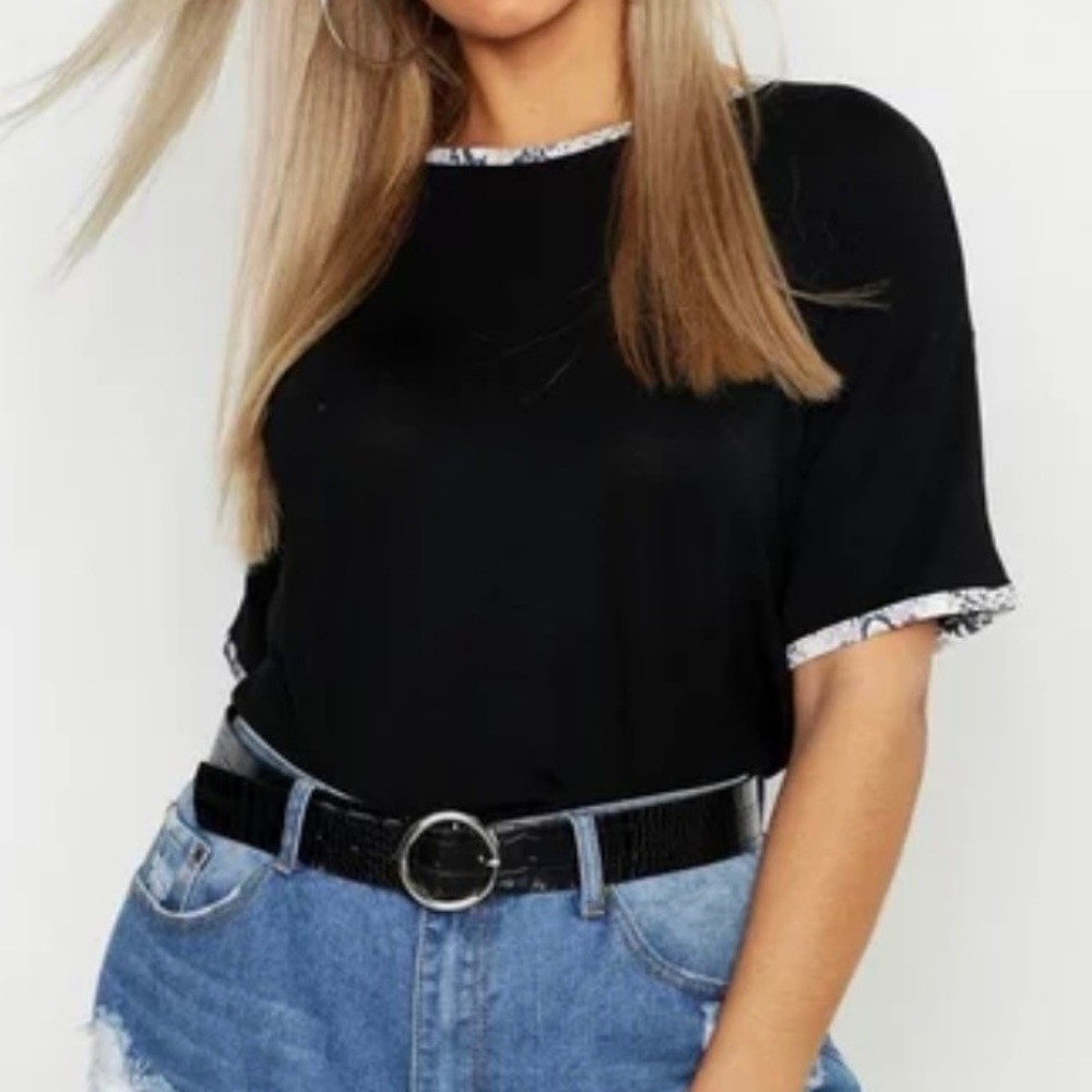 Plus Snake Print Ringer T-Shirt